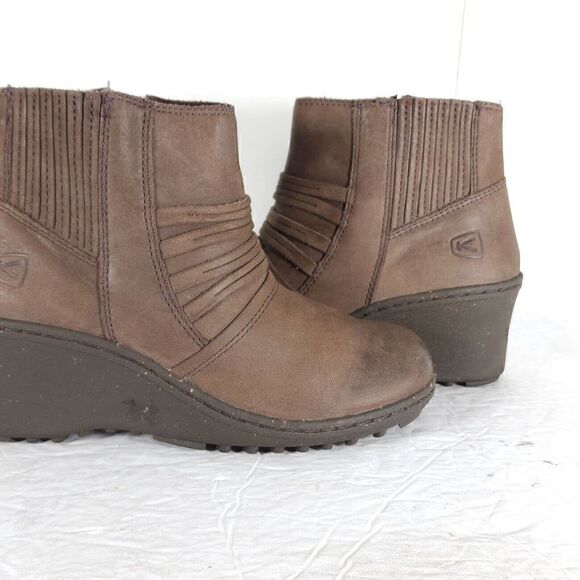 Keen Women's Zurich US 6 Brown Leather Side Zip Ankle Wedge Boots Booties - Picture 9 of 13